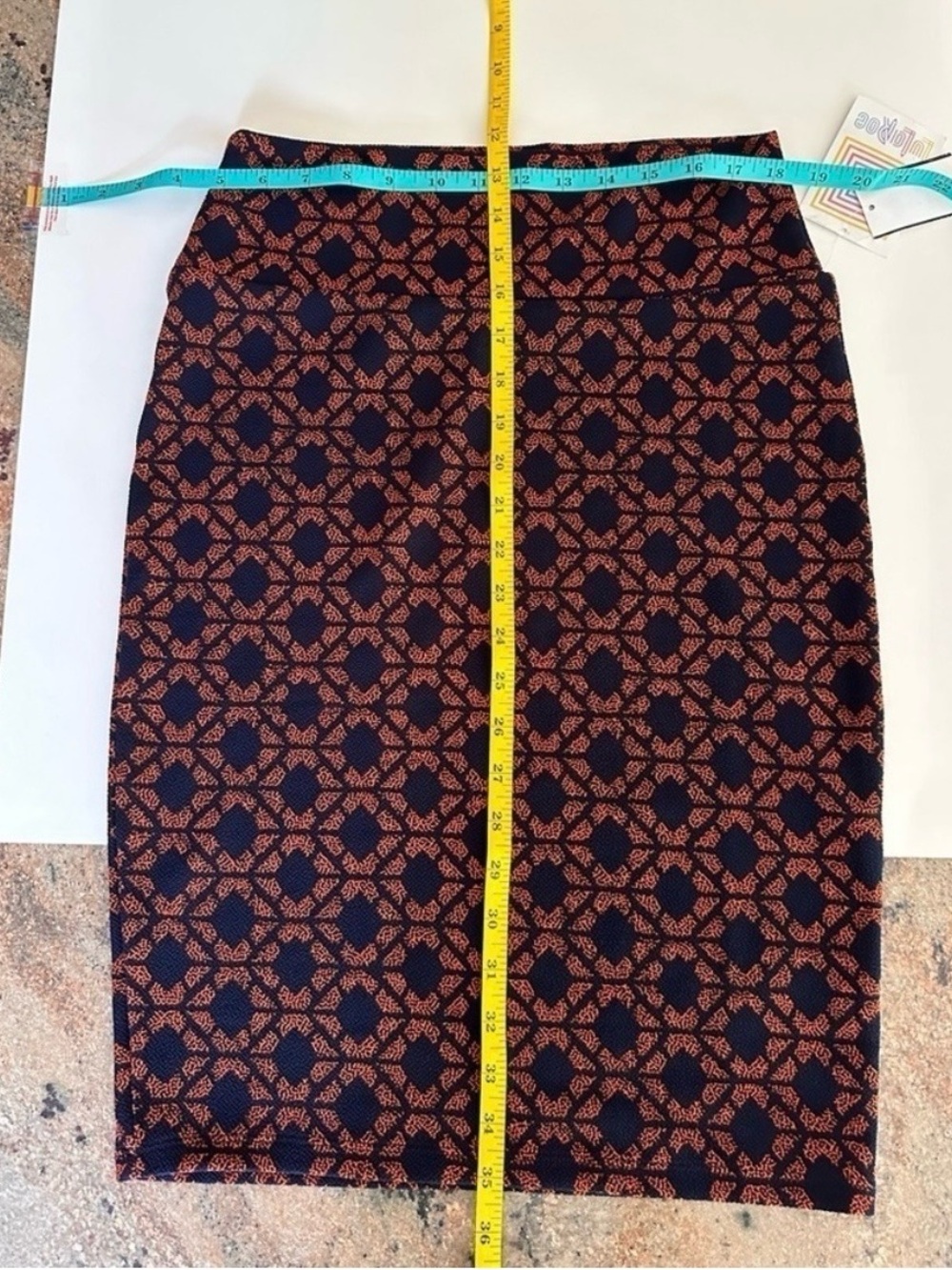 Brown and Rust Patterned Pencil Skirt
